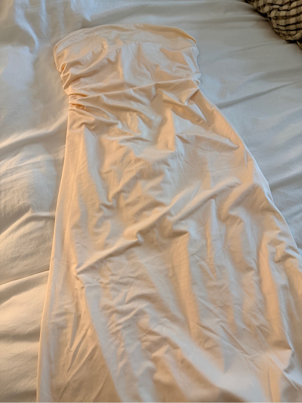 SHEIN Strapless Lace-Up Back Cream Maxi Dress - Picture 5 of 6